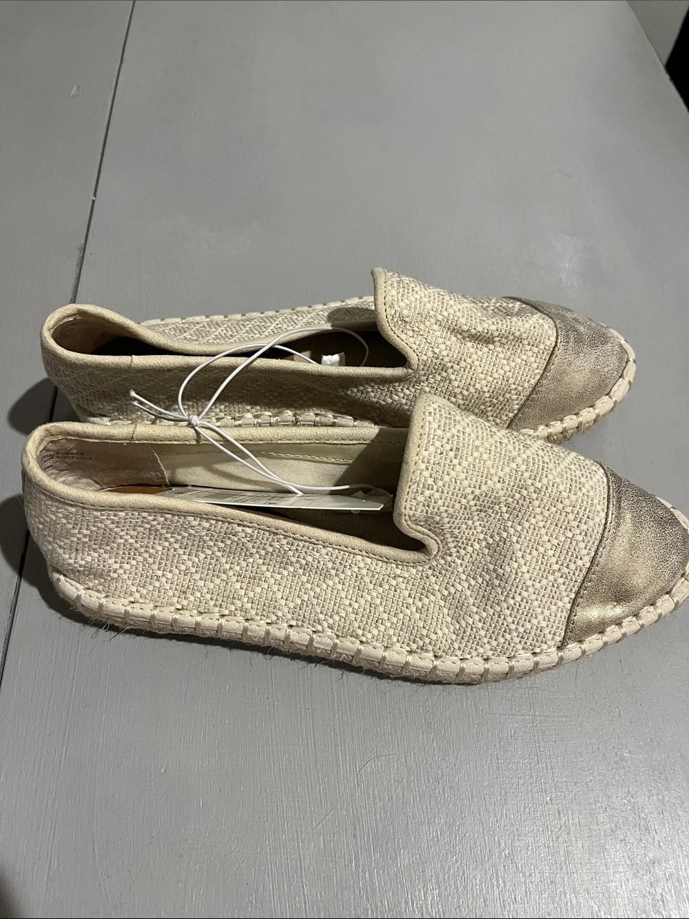 Universal Thread Cream Woven Espadrille Loafers with Metallic Toe